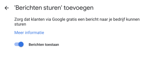 Berichten sturen toevoegen binnen Google Mijn Bedrijf