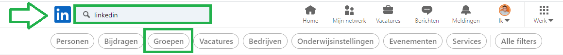 LinkedIN groepen & communities zoeken binnen LinkedIN