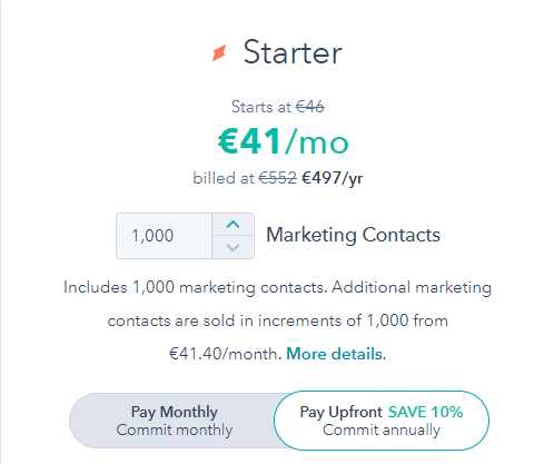 Prijs voor een Hubspot starterspakket