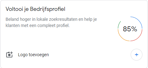 Voltooi je bedrijfsprofiel - Statistiek die aangeeft hoe volledig jouw Google Mijn Bedrijf profiel is