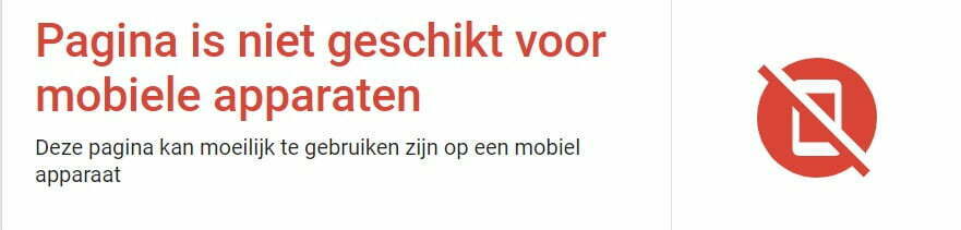 Pagina is niet geschikt voor mobiele apparaten