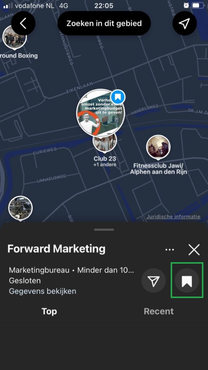 Locatiekaarten binnen Instagram